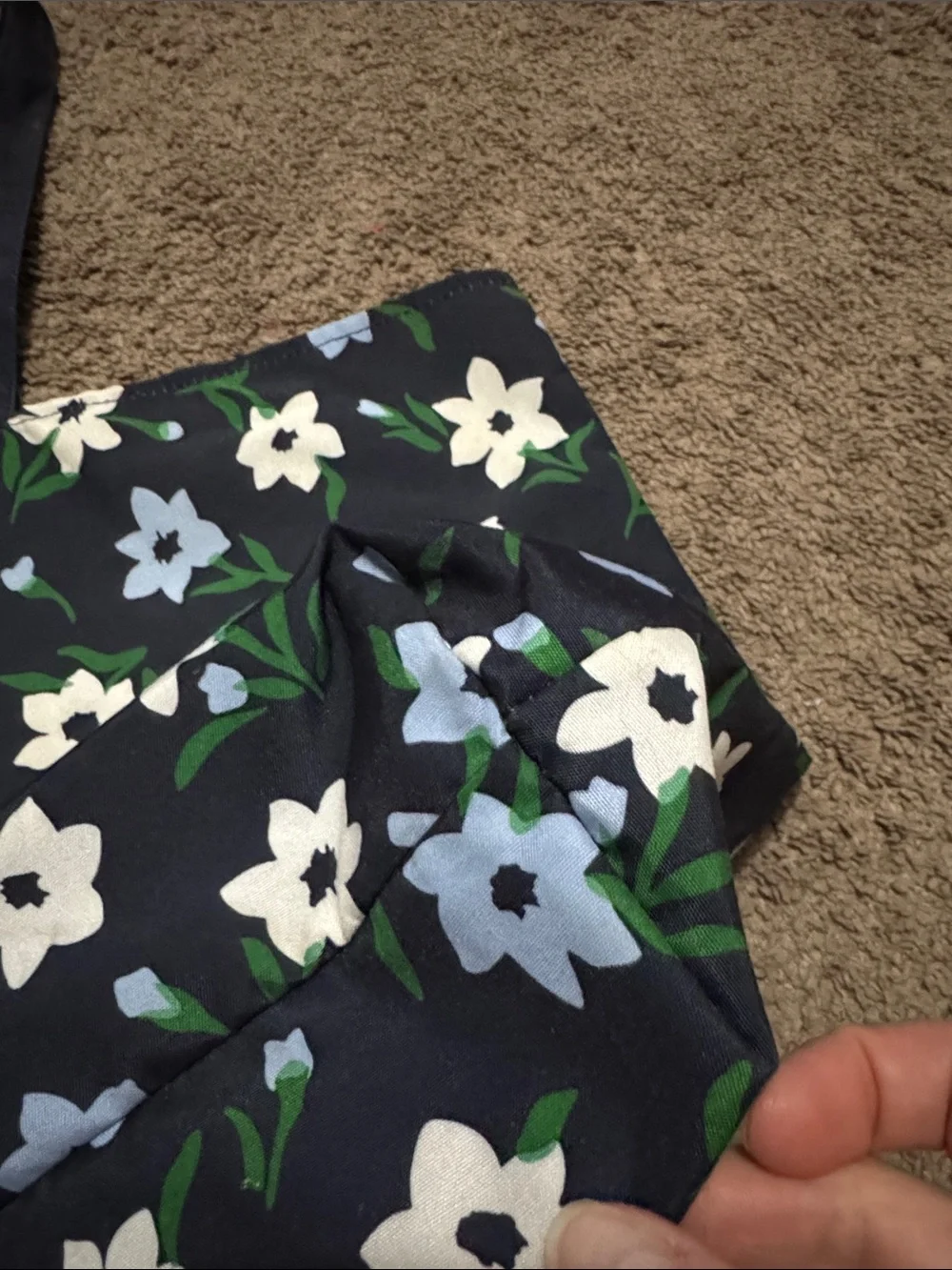 Kate Spade Tote-Navy Floral-Cloth-OpenTop-Large Size-GUC